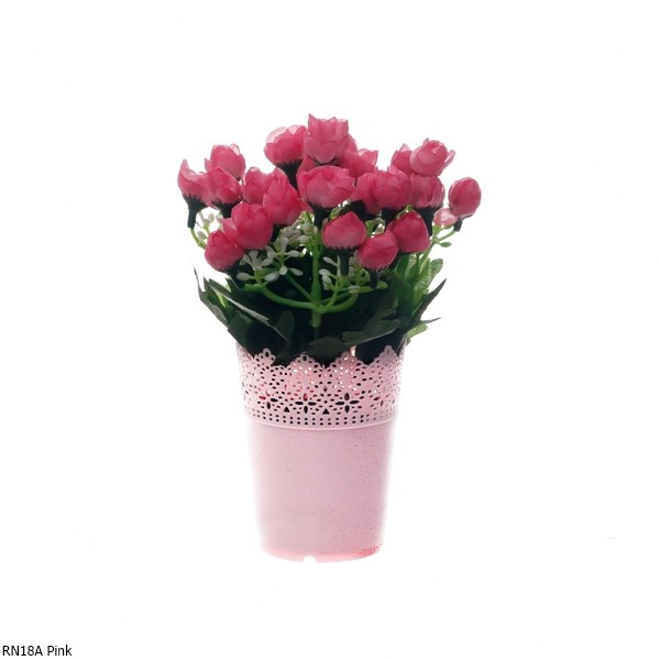 Bunga Plastik Ranunculus Mini Vas Warna RN18-Pink