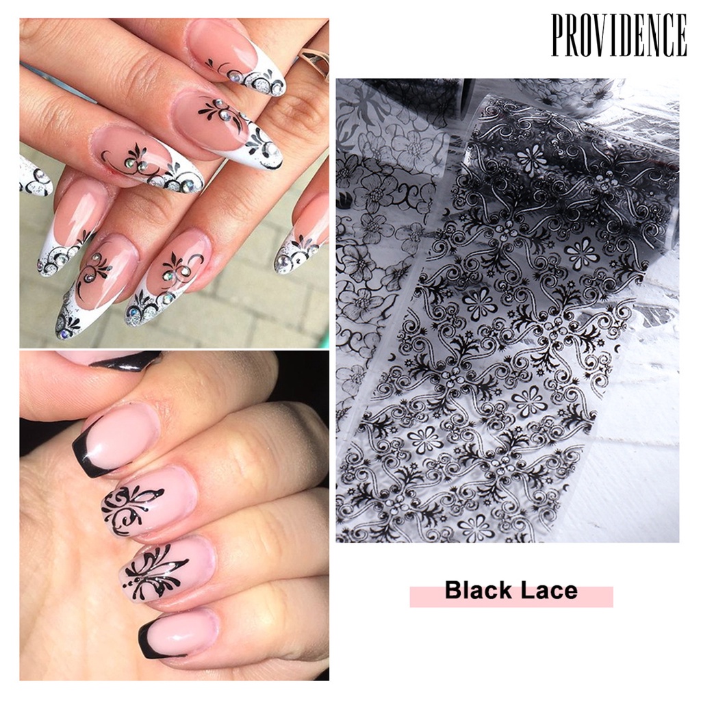 Providence 10pcs / Set Stiker Kuku Motif Print Bunga Tahan Lama Untuk Nail Art / Manicure