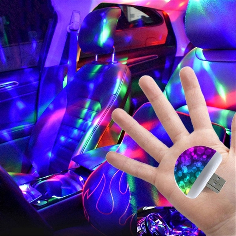 Lampu LED RGB Mini Portable USB Warna-Warni Untuk Dekorasi Interior Mobil