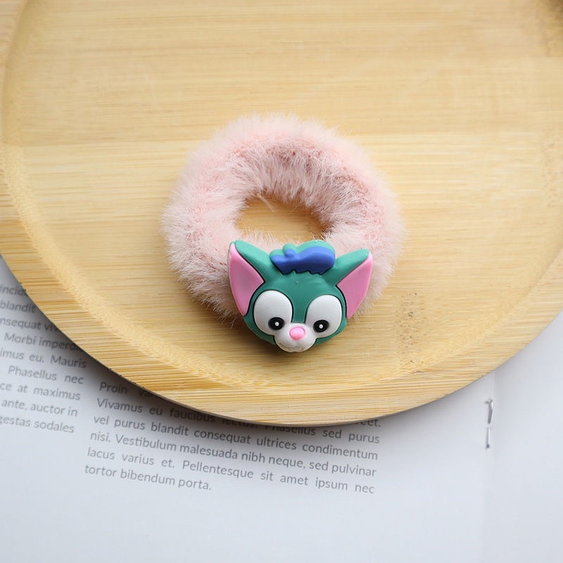 [Delunashop]Ikat RambutDonat- Ikat Rambut Bulu Donat - Ikat Rambut Donat Korea  karakter-Pink