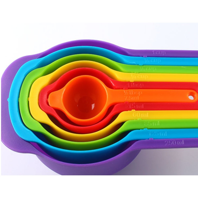 AS1911 Sendok Takar 6 in 1 RAINBOW Set Measuring Spoons Spoon Ukur Cup Takaran BPA Free
