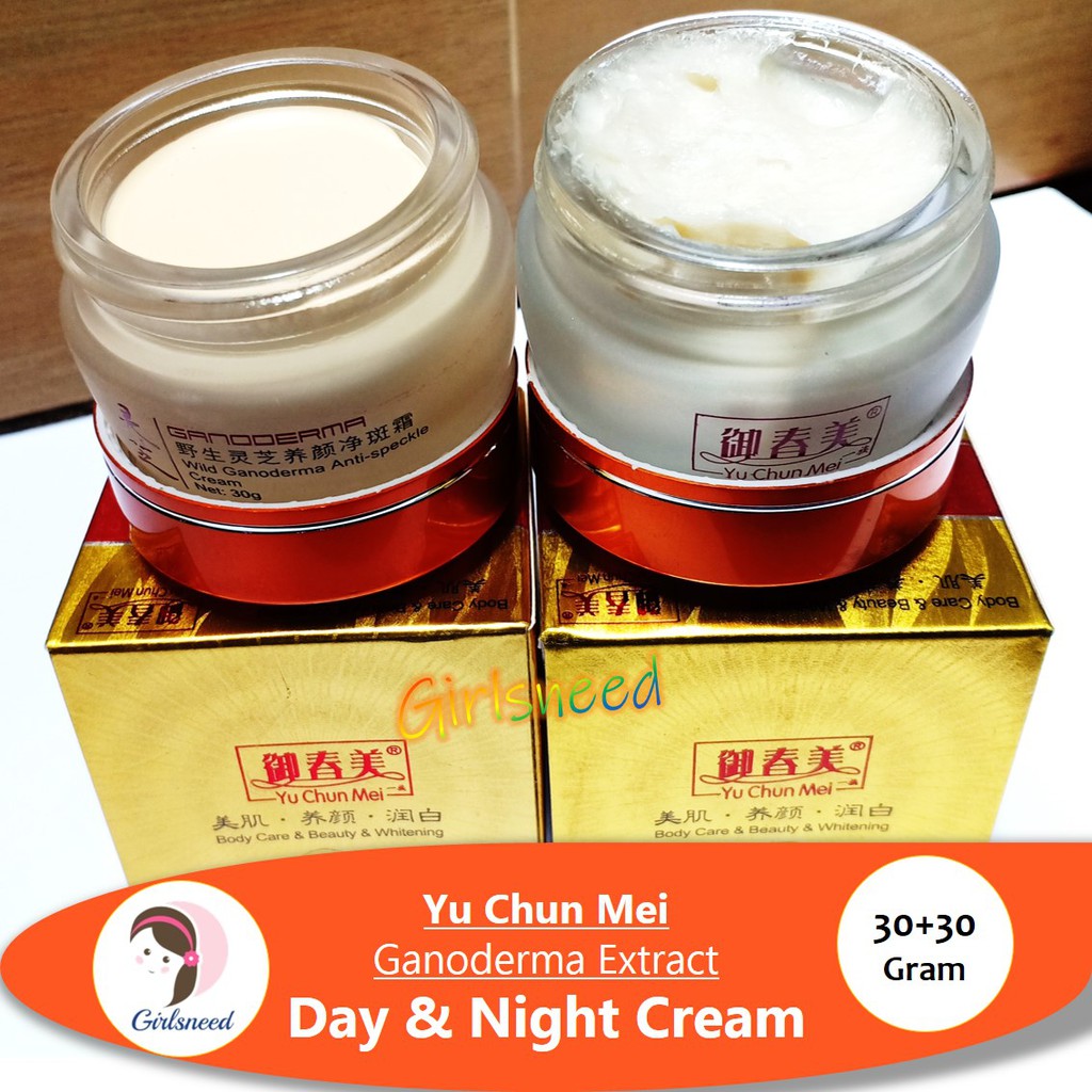 Yu Chun Mei Ganoderma Krim Siang dan Malam (2 pot) Day and Night Cream Yuchunmei Cordyceps Gold