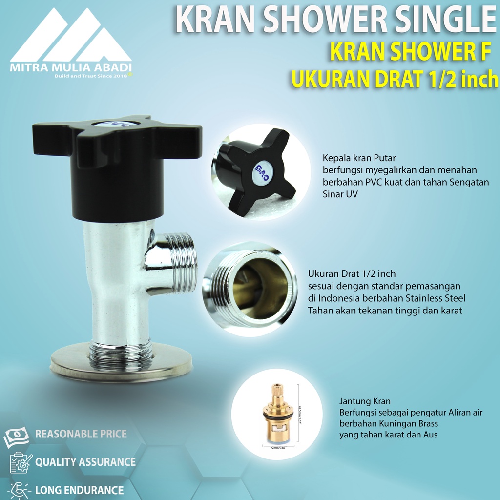 Stop Kran Shower Single Kloset Warna 1/2 Inch - hitam