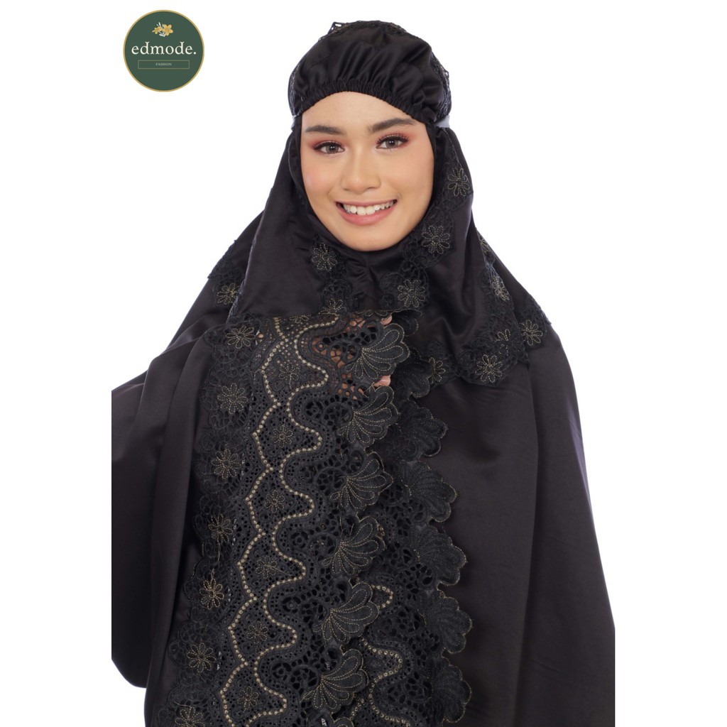 MUKENA RENDA KEONG PRADA SATIN SUTRA PARIS FULL BORDIR MUKENA JUMBO