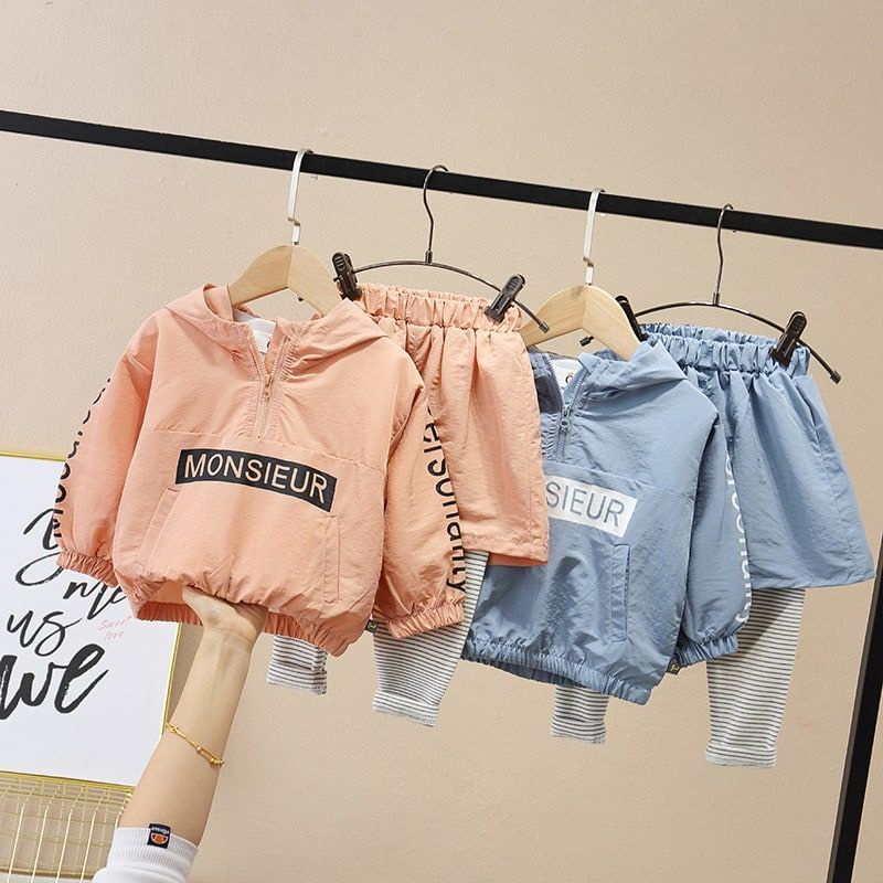 setelan hodie anak perempuan jaket parasut baju olahraga import cewek celana legging usia 3-7tahun