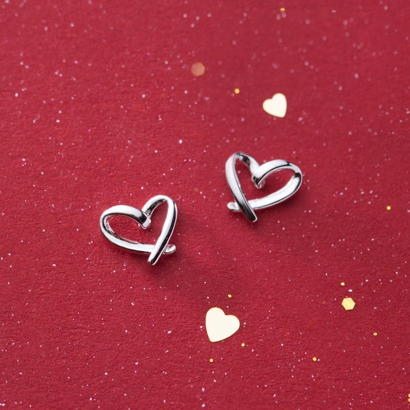 Anting Tusuk Sterling Silver 925 Desain Hati Kecil Untuk Wanita