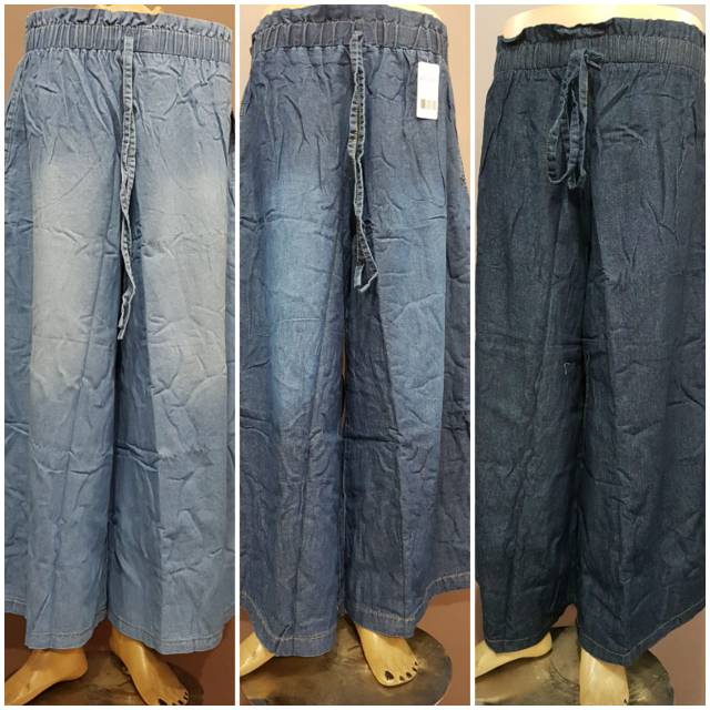 YULI - CELANA KULOT JEANS JUMBO POLOS WANITA XXL (0651)