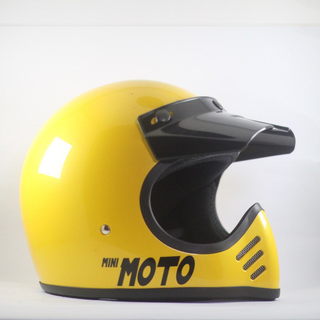 Helm Cakil Mini Moto 3 Enduro Trail Yellow Glossy (Vintage / Retro / Bogo / Klasik / Classic )