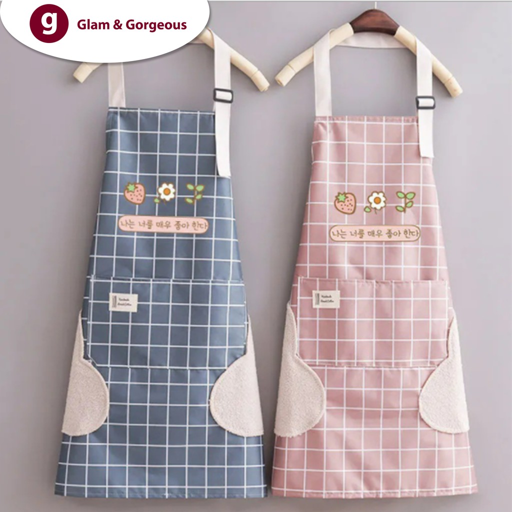 Apron Celemek Masak Barista Dapur Motif Garis Waterproof CM011