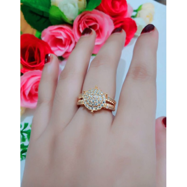 PROMO,,,, CINCIN WANITA TITANIUM MOTIF PILIHAN LAPIS EMAS 24 K ANTI KARAT