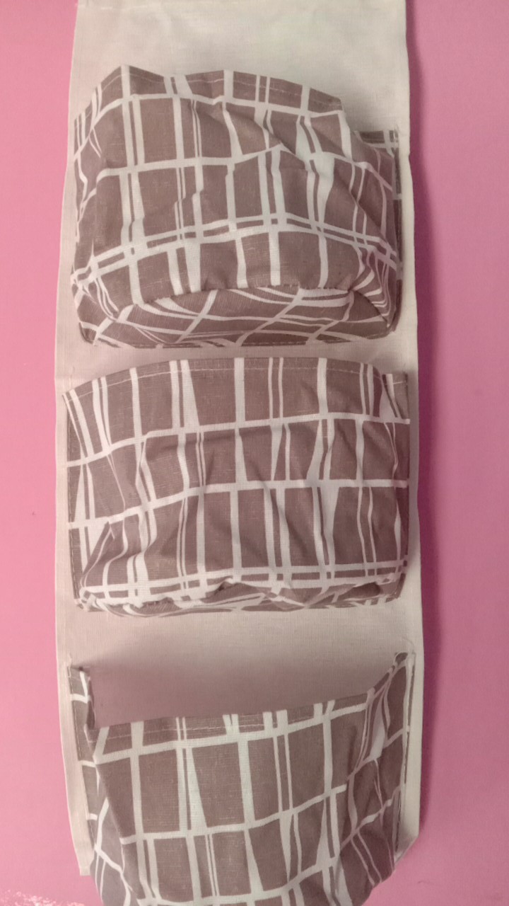Pouch Gantung 3 Sekat Storage Bag Rak Dinding Tempat Aksesoris Kosmetik Buku