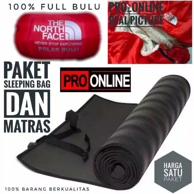 sleeping bag bulu gelap dan matras camping outdoor - paket matras dan selimut kemping gunung outdoor