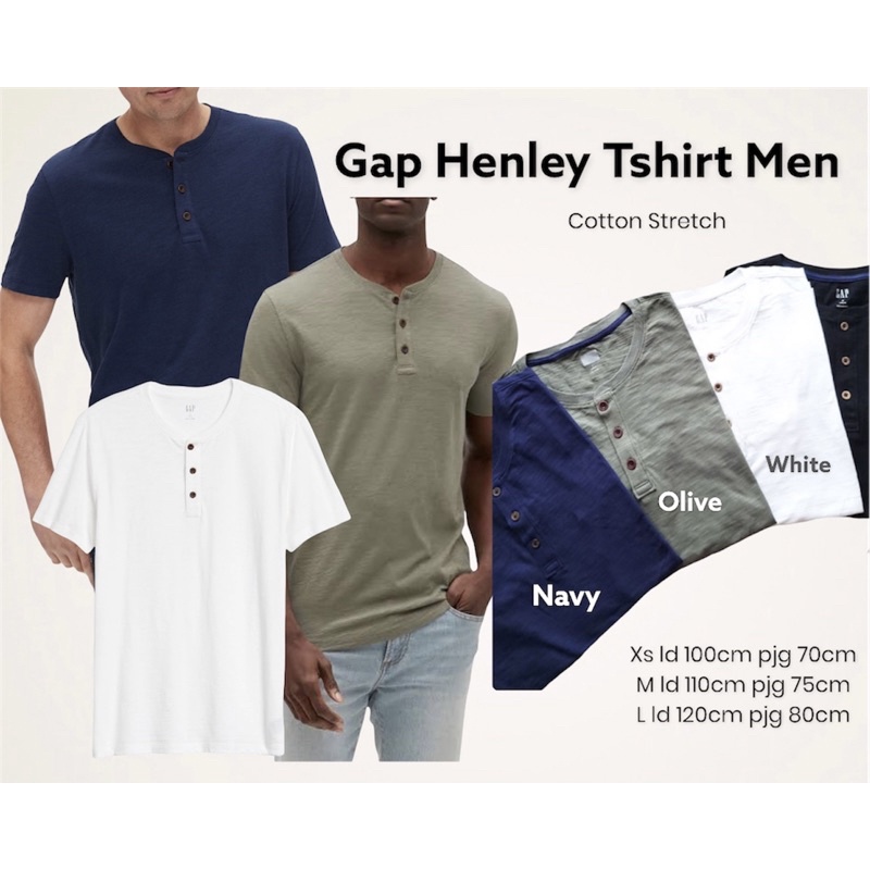 KAOS COWOK // Gap Henley Men Tshirt