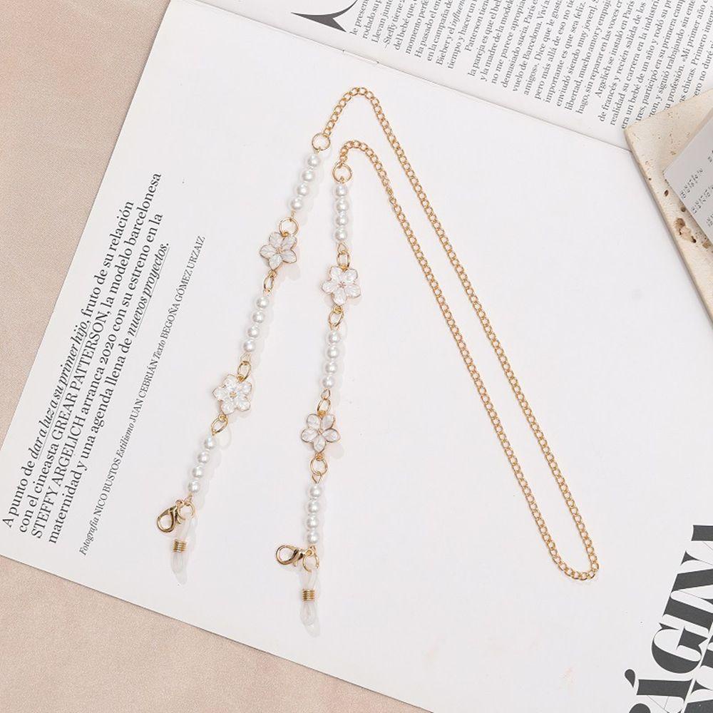 Lily Rantai Kacamata Manik-Manik Sakura Mutiara Kalung Tali Leher Sunglasses Chain