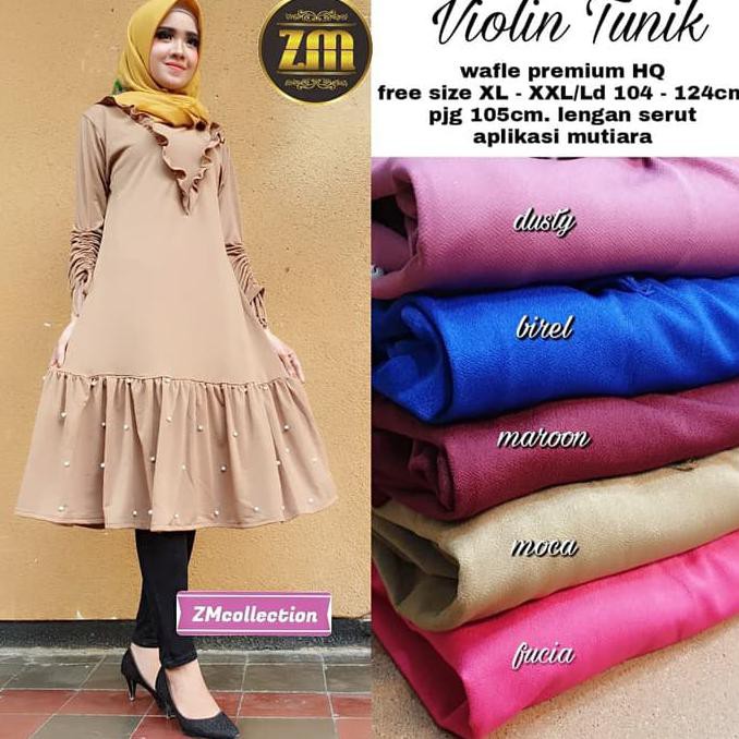 ANGGUN CA123 ZM- VIOLIN TUNIK / ATASAN MUSLIM / LONG TUNIK CANTIK BAGUS