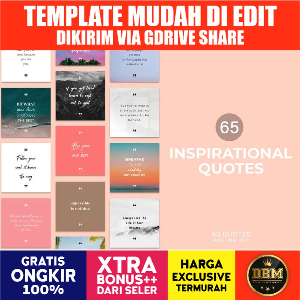 65 Inspirational Quotes Pack - Vector Designs