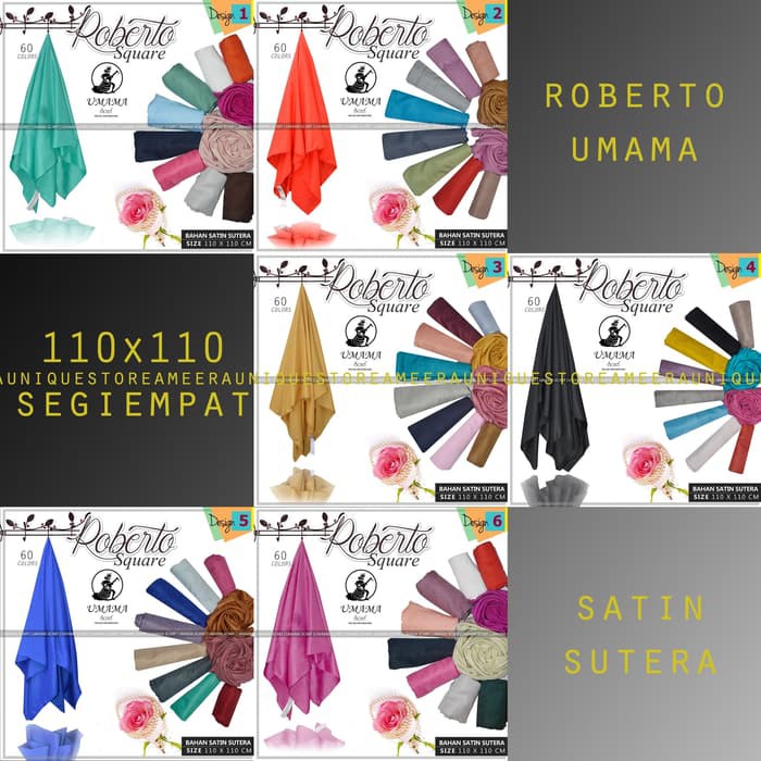ROBERTO Umama Jilbab Satin Hijab Kerudung Scarf Segi Empat SegiEmpat
