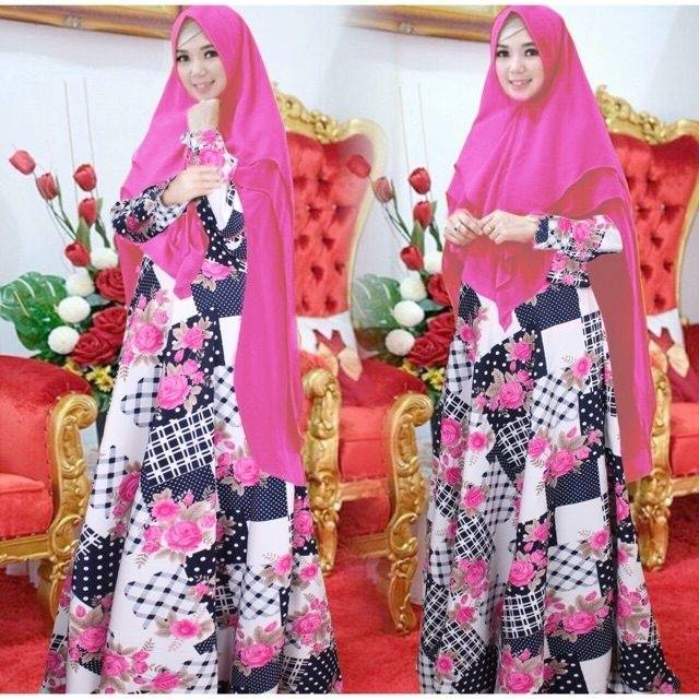Gamis Syari Zaskia Pink Jumbo