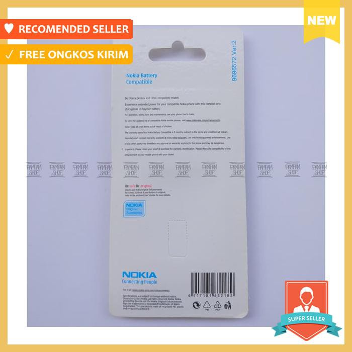 BATERAI HANDPHONE - BATERAI NOKIA 6131 6136 6170 6260 6300 6300I BL4C BL 4C ORIGINAL BATRE