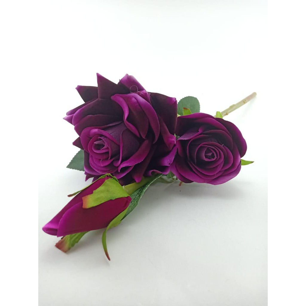 COD BUNGA MAWAR  BUNGA TANGKAI PLASTIK BUNGA ARTIFISIAL BUNGA PAJANGAN IMITASI  BUNGA HIASAN BT9034-UNGU