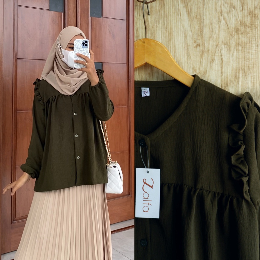 MARTHA blouse by ZALFA OUTFIT / blouse polos / kemeja polos / blouse crincle