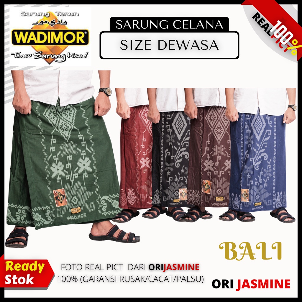 Sarung celana dewasa muslim wadimor motif bali hitam polos murah