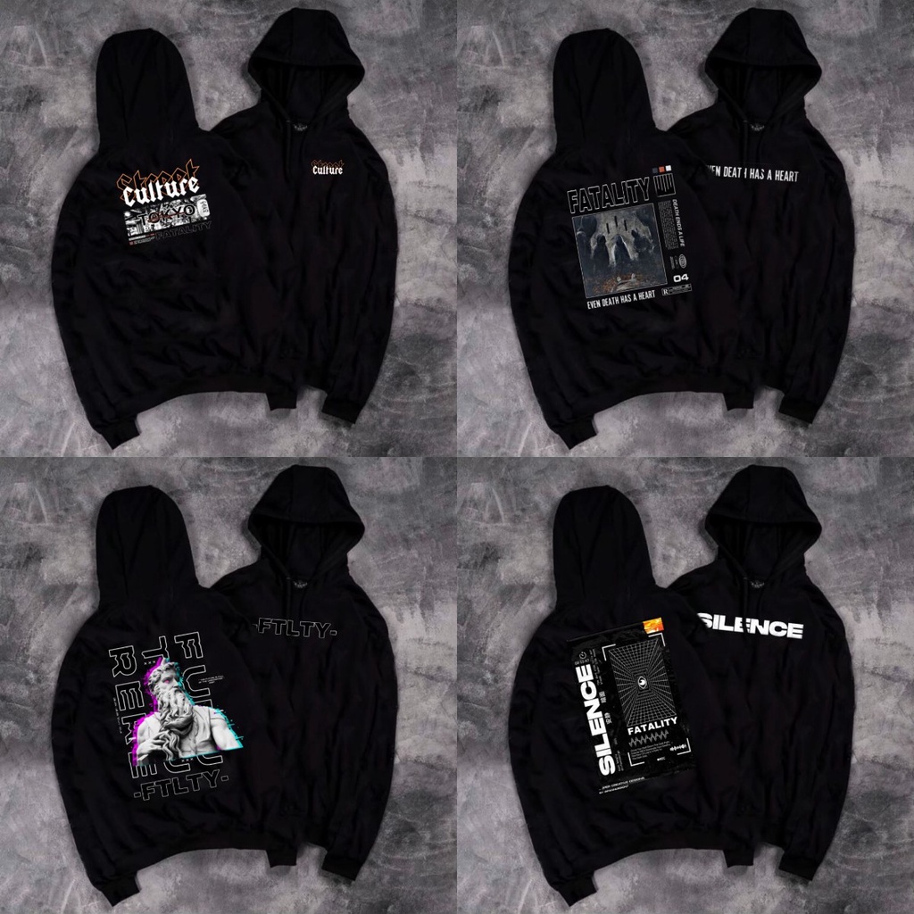 Fatality - Sweater Hoodie Basic Hitam Unisex Pria wanita Quality Premium Ukuran M/L/XL