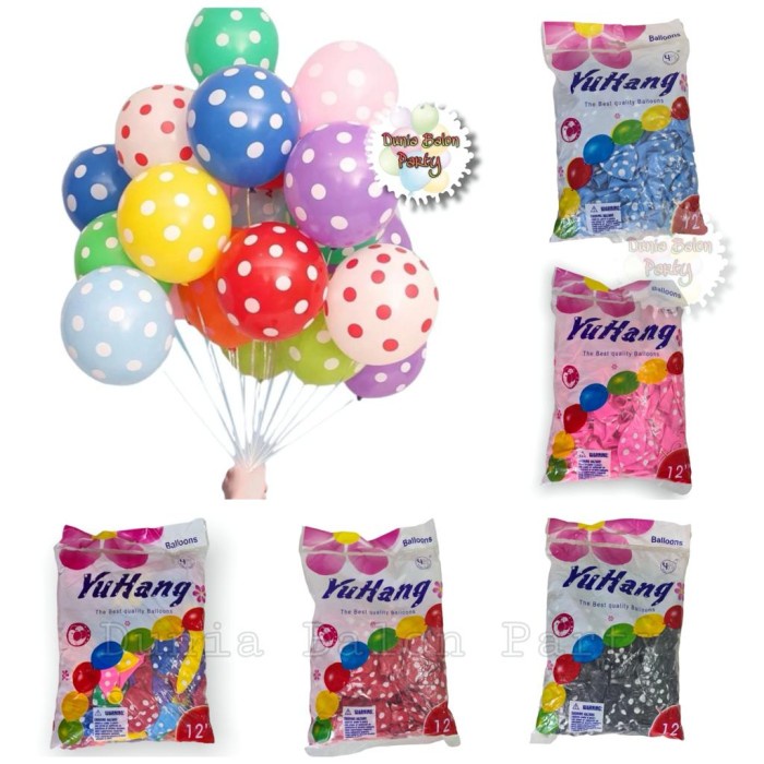 Balon Latex Polkadot / Balon Polkadot 12 Inch Per Pack isi 100