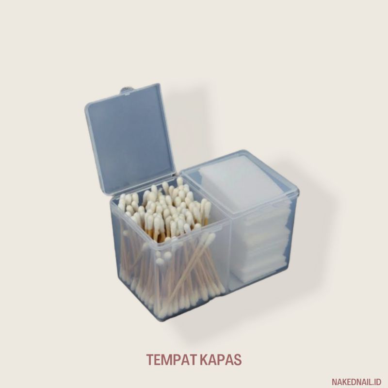 Kotak kapas plastik / tempat kapas  nail art 2 grid kotak nail art nailart manicure pedicure storage