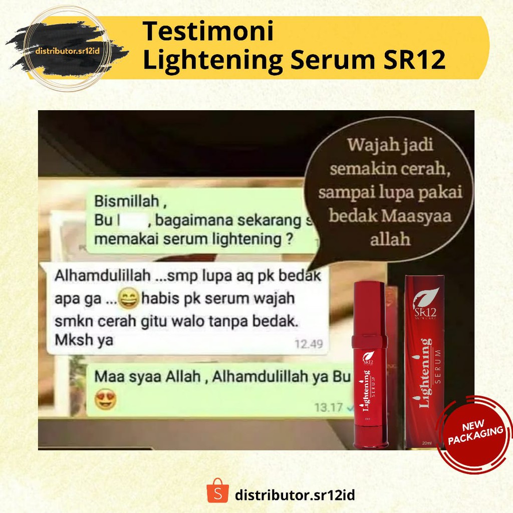 Lightening Serum SR12 Serum Pencerah Wajah BPOM Mengurangi Flek Hitam Antiaging 20 ml