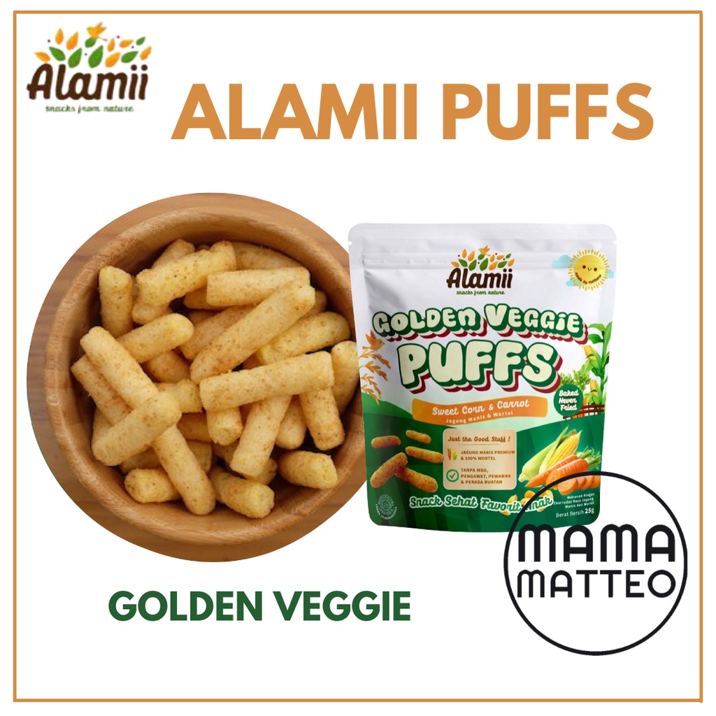 ALAMII PUFFS Snack Bayi Anak / Baby Food Snack Kids / Cheese Golden Veggie Peanut Butter Strawberry Yoghurt Chocolate Cheesy Tomato Chicken Mushroom Keju / ALAMI BANDUNG