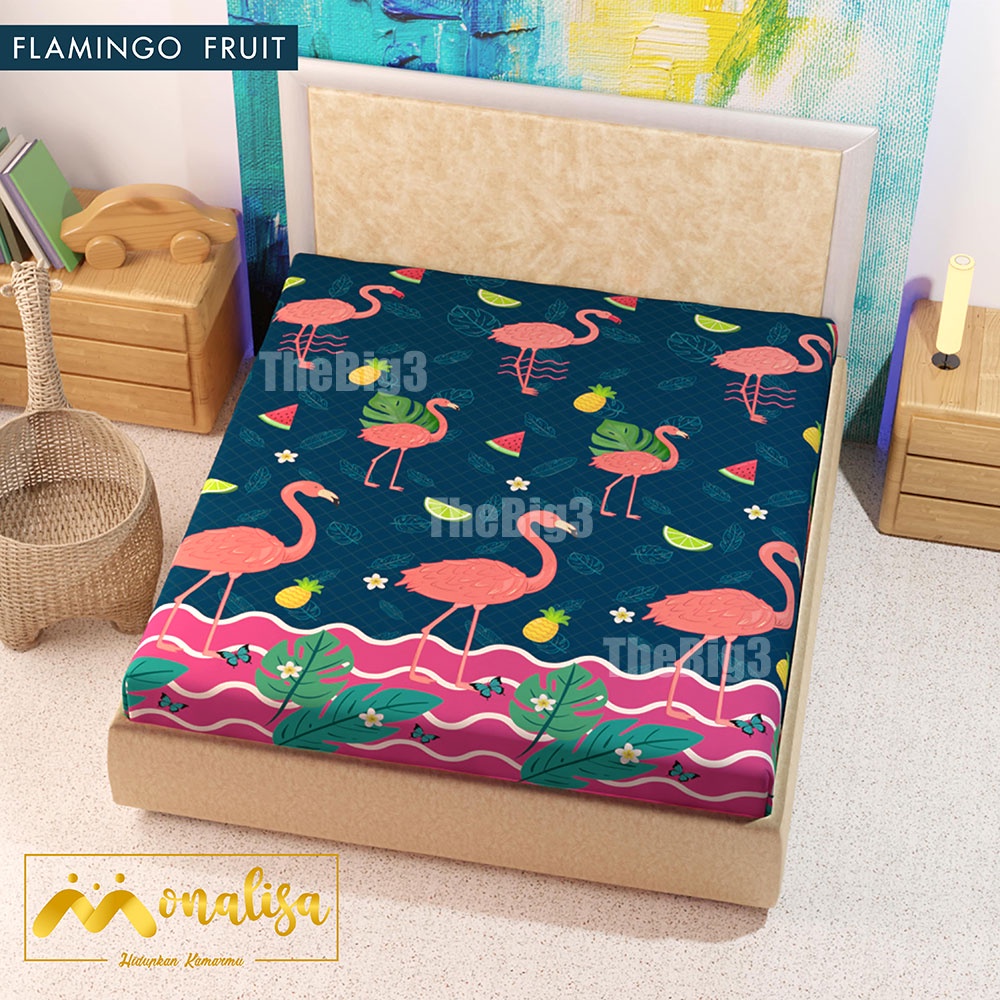 MONALISA Sprei Waterproof 180x200 - anti ompol air water proof Paus Rainbow  Rainbow Dinosaurus Rocket Galaxy180 SP-Flamingo Fruit