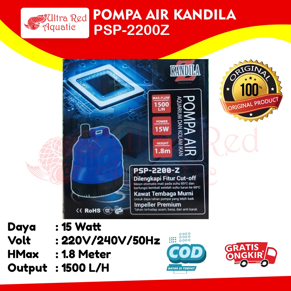 Kandila Pompa Air Celup Aquarium &amp; Kolam Ikan PSP 2200Z PSP 2200Z PSP2200Z