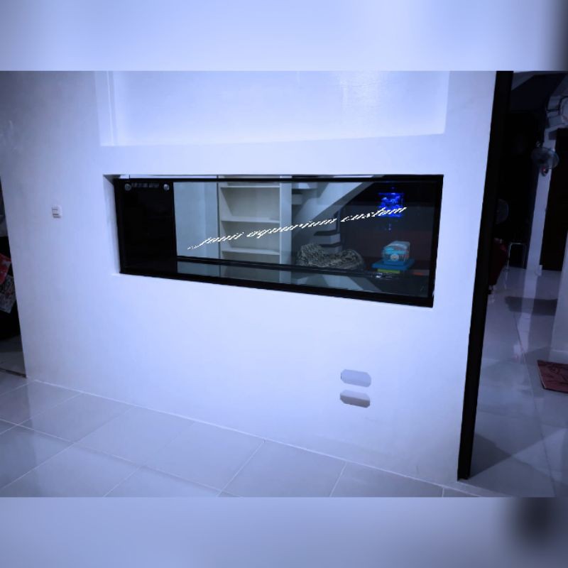 aquarium air laut 200x60x60 15mm set partisi kabinet