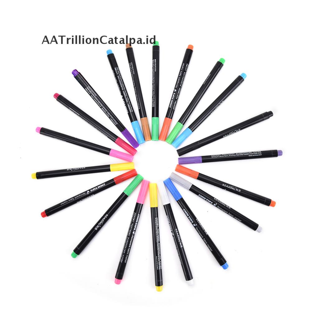 (AATrillionCatalpa) Spidol Permanen 20 Warna Untuk Kain / Kaos T-Shirt / Sepatu / Pakaian DIY