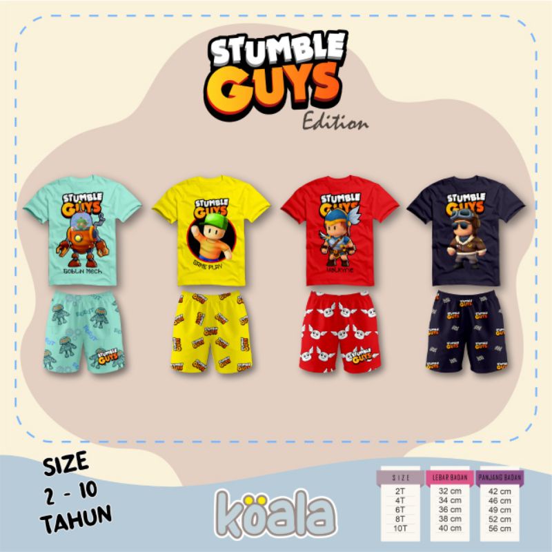 SETELAN ANAK STUMBLE GUYS EDITION 2-10T KAOS STUMBLE GUYS KOALA BY HOOLAhoop