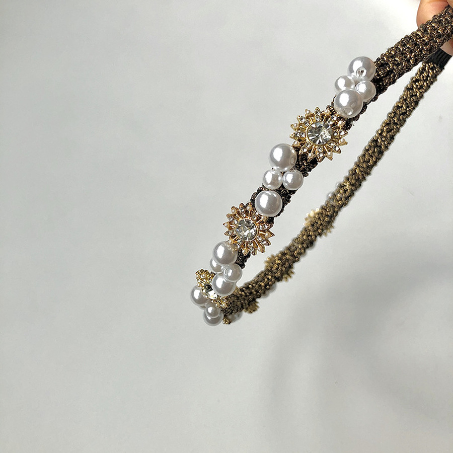 Korean Pearl Rhinestone Headband Ladies Flower Retro Crystal  Hair Band Fashion Hair Accessories
