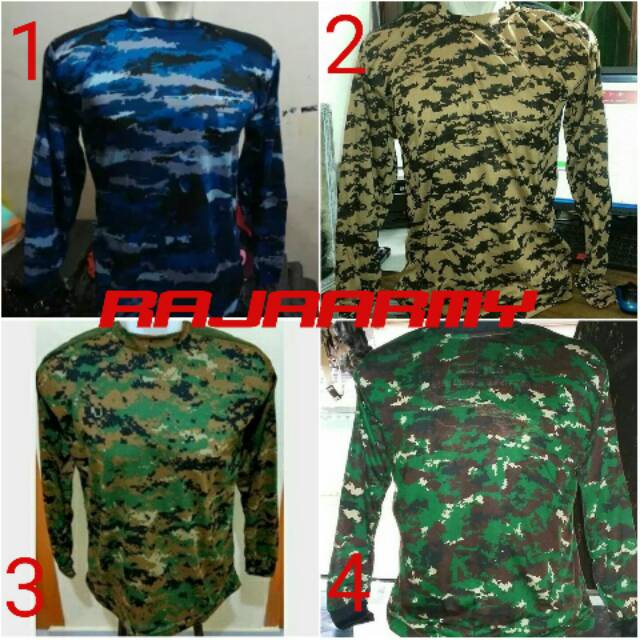Kaos Lengan Panjang Loreng Army