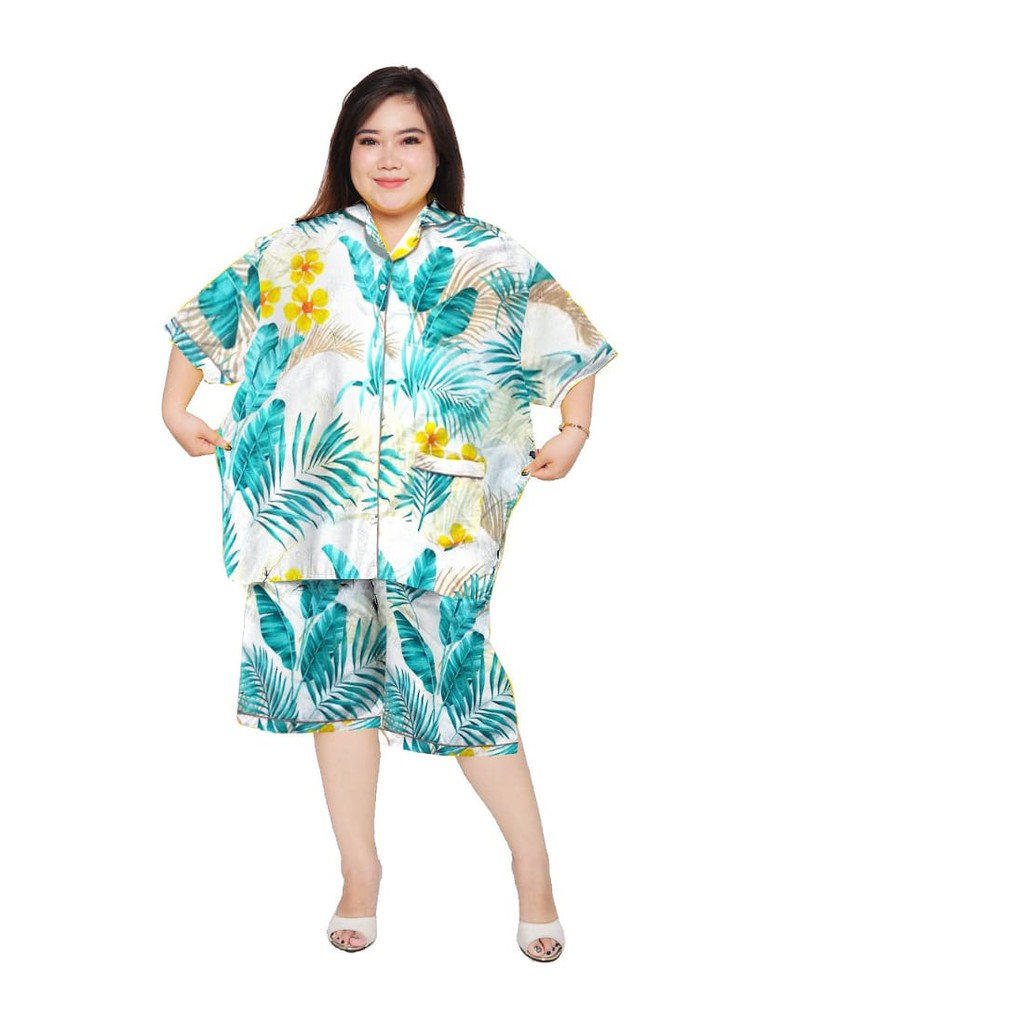 Piyama jumbo celana pendek/hotpant big size LD 130 / set baju tidur lengan pendek karakter cewek-HPJ/5L PAKIS TOSKA