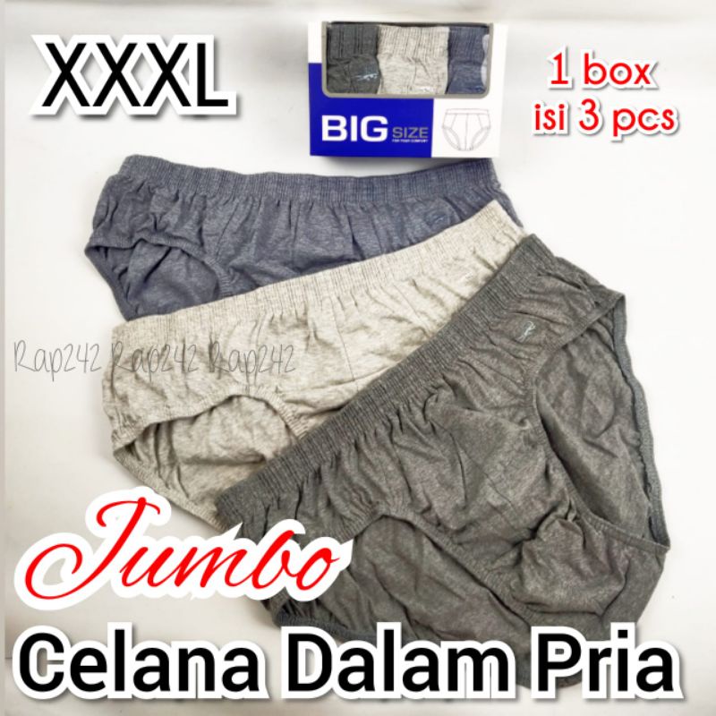 1 box isi 3 pcs CD Celana Dalam Pria Dewasa Jumbo XXXL 3XL Crocodile Big Size Original Karet Kerut K