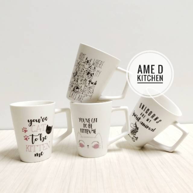 Mug bijian keramik  doff  unicorn cat  E3 Shopee Indonesia