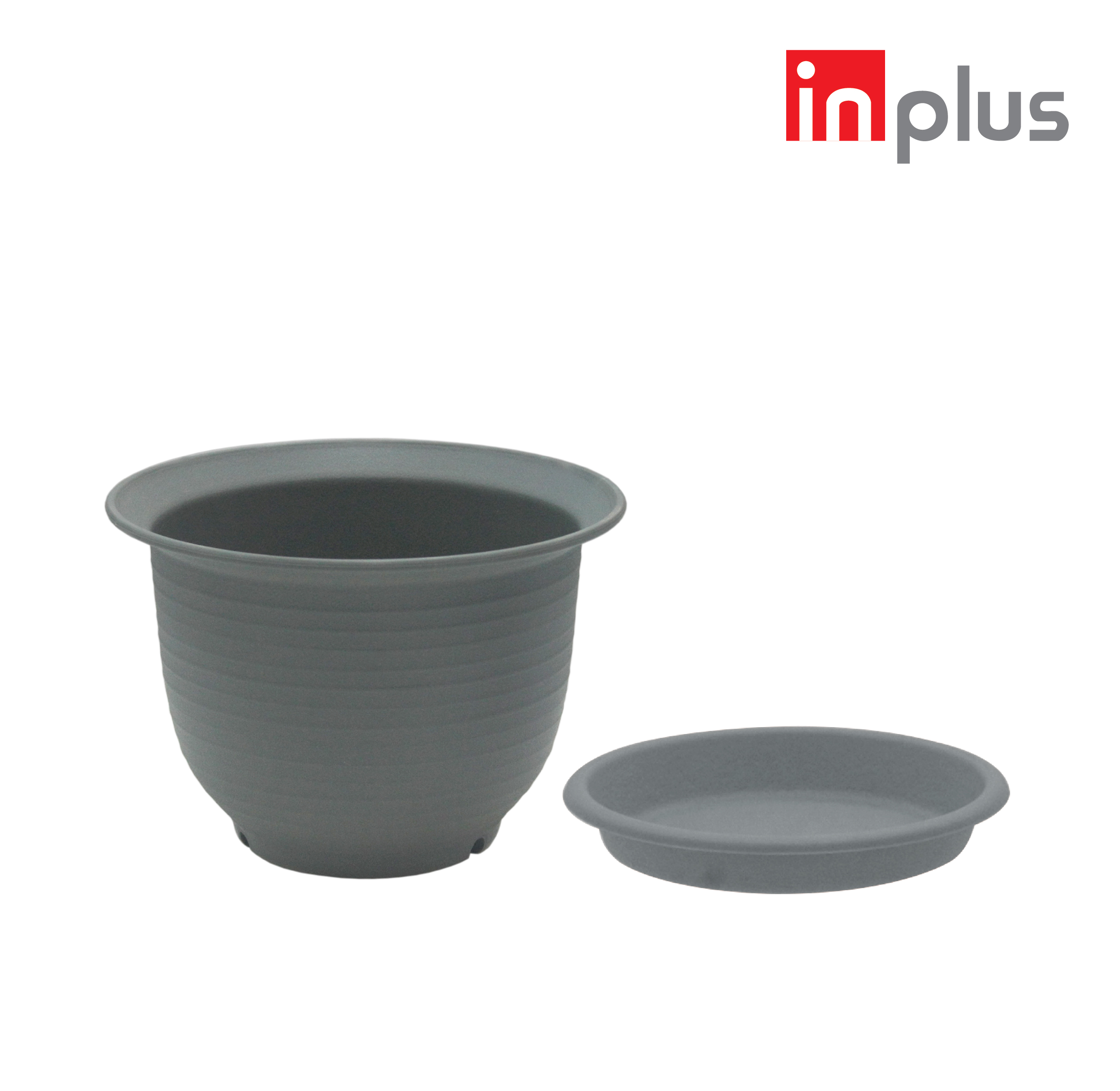 INPLUS Plastic Round 8.5 Inch Flower Pot, Pot Bunga With Tray Gardening Alat Berkebun