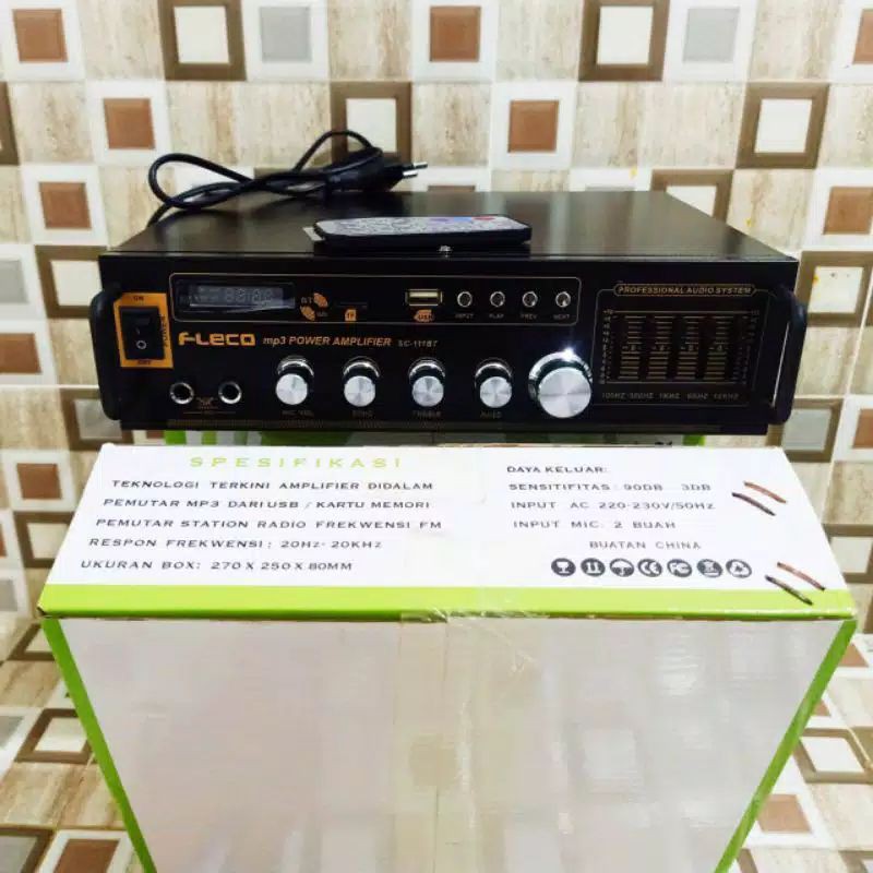 COD Amplifier FLECO SC-111BT Bluetooth Karaoke + Mp3 player + FM Radio Ampli Karaoke Fleco SC-111BT