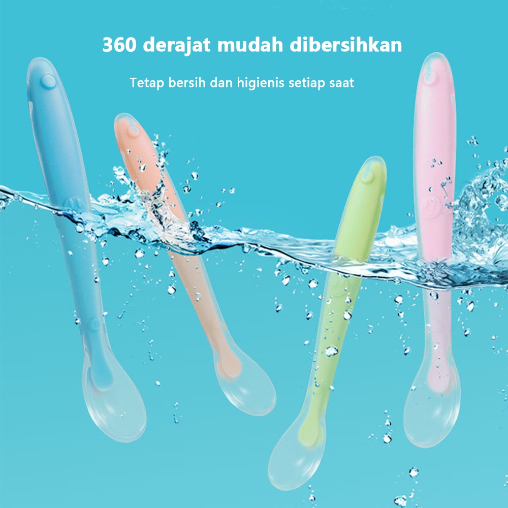 HIPPO LAND Sendok Bayi Silikon/Makan Bayi Silikon  / Sendok Makan Bayi Lentur 259