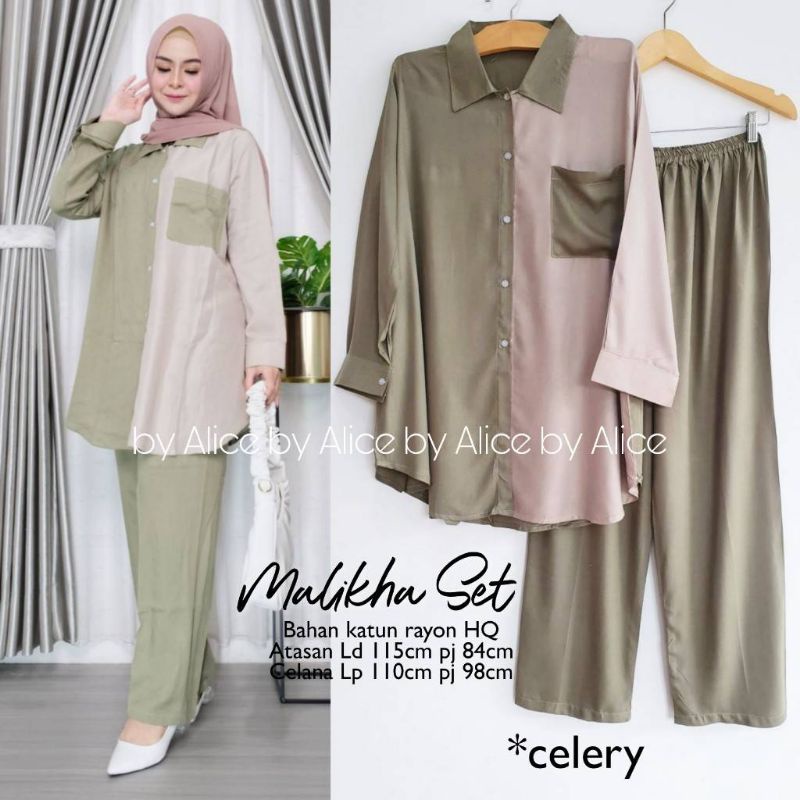 MALIKHA SET / SETELAN RAYON / QILA FASHION