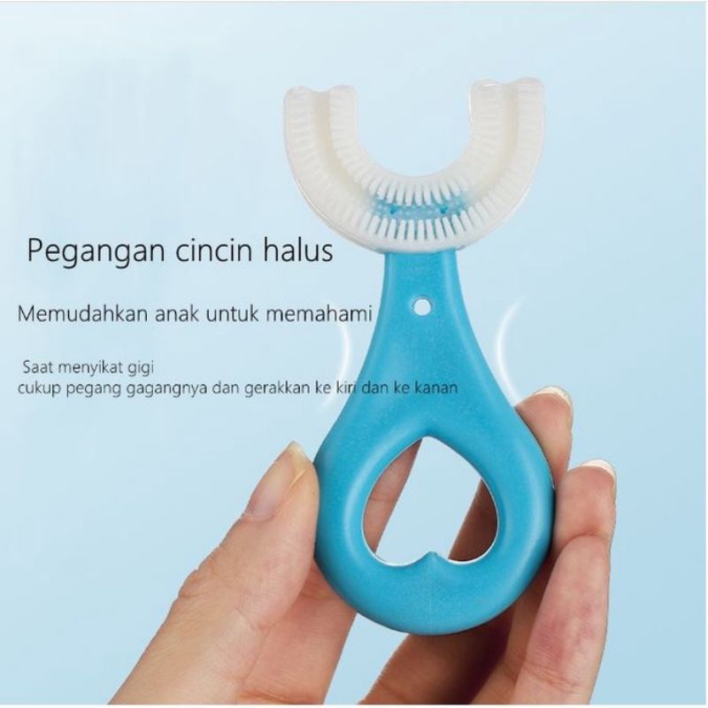 Sikat Gigi Anak Bentuk U Bahan Silikon  Training Toothbrush Tooth Brush Baby Silicone U Shape Sikat Gigi Silikon Lembut