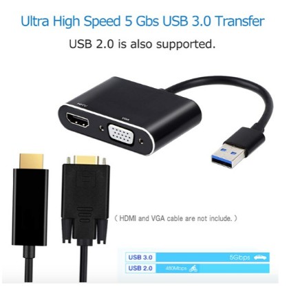 USB to VGA HDMI Konverter USB to VGA HDMI Adapter Converter USB 3.0