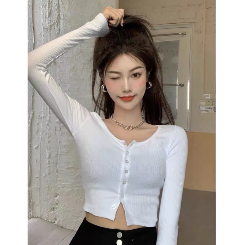 (BGG) LMB KOREAN TOP CROPTOP ATASAN WANITA LENGAN PANJANG