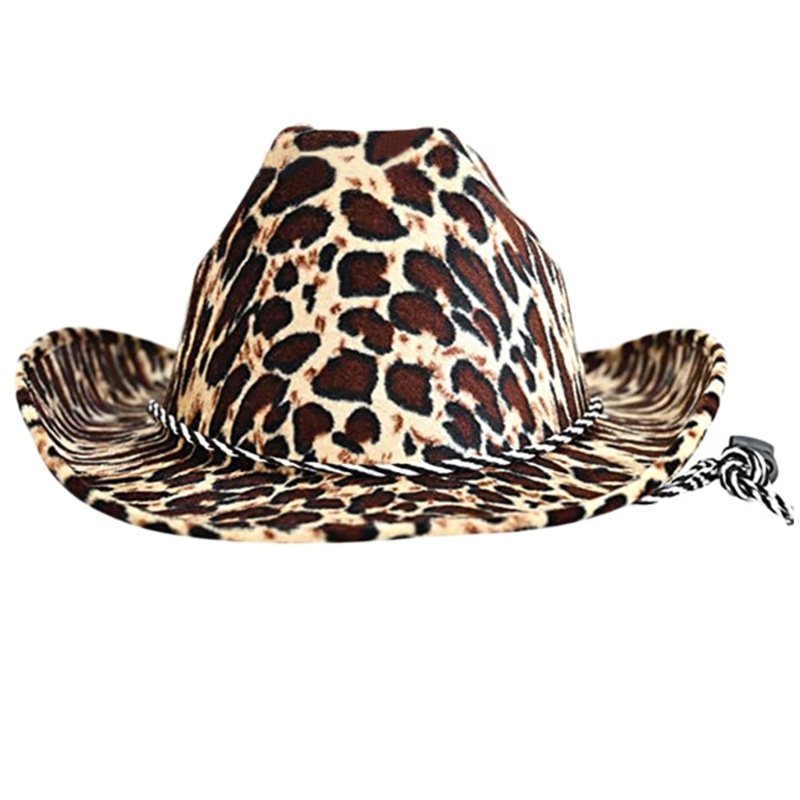 Topi Cowboy Motif Print Hewan Rave Cowgirl Satu Ukuran Untuk Pria