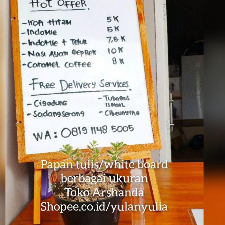 

fklp195 MENARIK Papan tulis 32x42 white board+ standing free spidol+penghapus+Tali . ㅦ 56